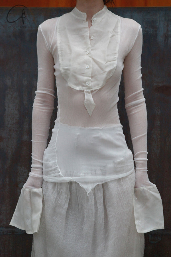 marc le bihan silk T-shirt 28000 E23 white